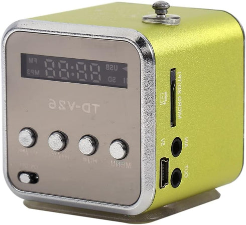 TD V26 Portable Mini Speaker, Music Player with FM Radio, Support TF Card and U Disk, Green