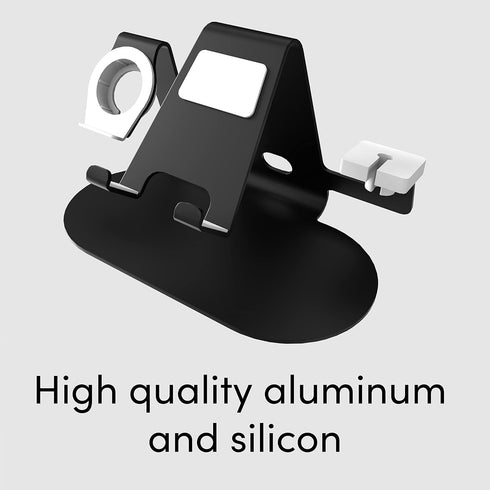 TALK WORKS 3-in-1 Electronics Station, Aluminum Stand Dock for Bedside, Table Compatible w/ iPhone 15/15 Pro/15 Pro