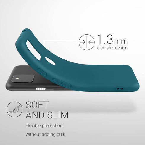 kwmobile Case for Google Pixel 5a 5G, Soft Slim Protective TPU Silicone Cover in Teal Matte