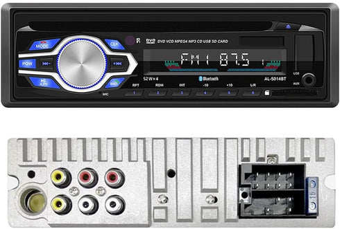 WEPARTICULAR Car Stereo CD DVD Player Single Din 12V Car Radio with Bluetooth
