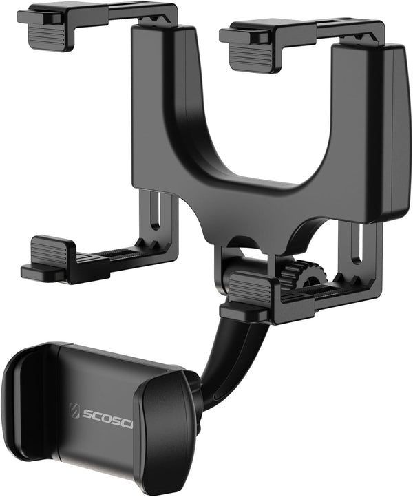 Scosche SUHRM-1 StuckUp Rotatable Hands-Free Cell Phone Holder, 360° Hanging Rearview Mirror Phone Mount, Compatible