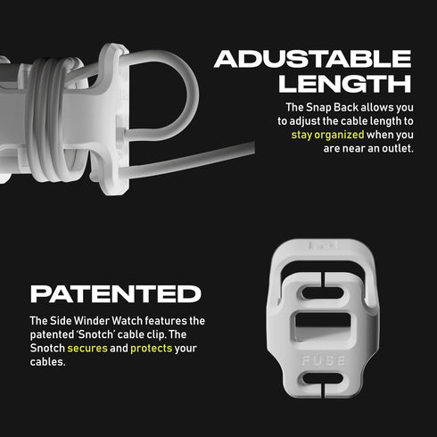 Snap Back Charger Winder for Apple 5W Lightning iPhone and iPad Charger, Travel and Cable Management