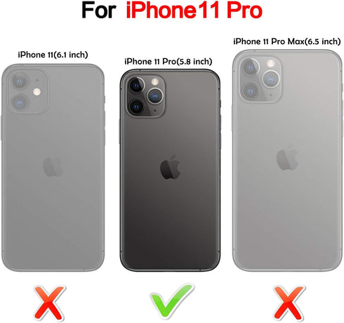 HianDier iPhone 11 Pro Case with Card Holder, Magnetic Closure Shockproof Cover for Women Men (Black)