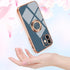 Omorro Ring Holder Case for iPhone 11, Built-in 360 TPU Rotation Kickstand, Glitter Plating Rose Gold Edge, Slim Luxury