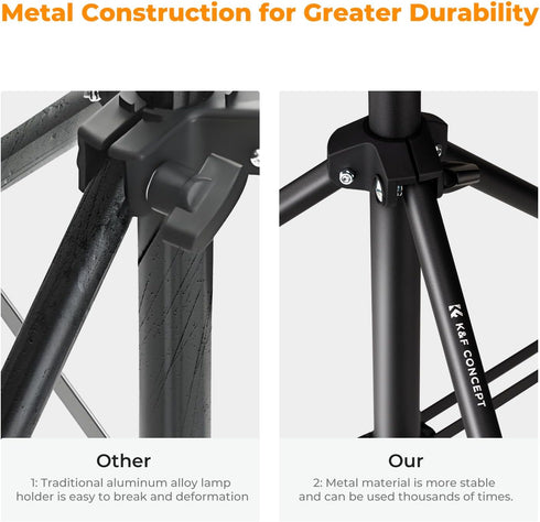 K&F CONCEPT 6.5ft/2M 1/4" Light Stand for Photography, Portable Extendable Photo Video Tripod Stand, Lighting Tripod