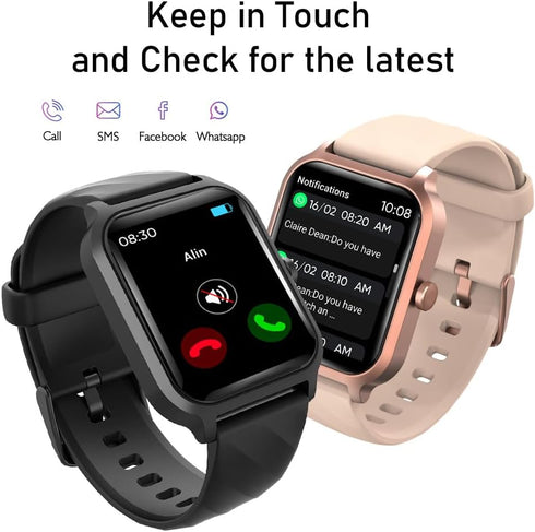Smart Watches for Men Women, 1.83" Screen with Call/Message Reminder, Heart Rate Monitor, 100+ Sport Modes