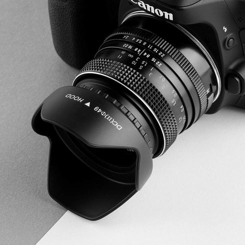 52mm Lens Hood, Universal Tulip Flower Sun Shade with Centre Pinch Lens Cap for Canon Nikon Sony Pentax Olympus Fuji