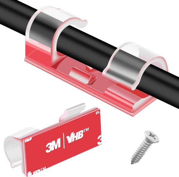 XHF 50pcs Medium Clear Self Adhesive Cable Clips, Wire Organizer for Under Desk, Car, Wall, TV, PC Ethernet Cable