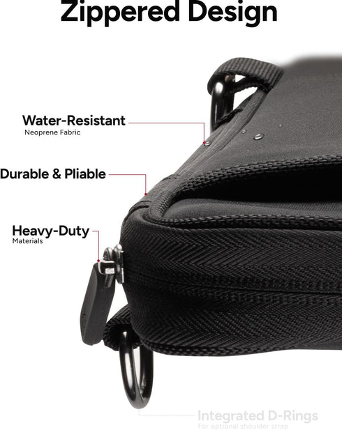 ZAGG 11+ Protective Laptop Sleeve with Pouch, Water-Resistant Neoprene Case for 11-13 Inch Tablets and Laptops