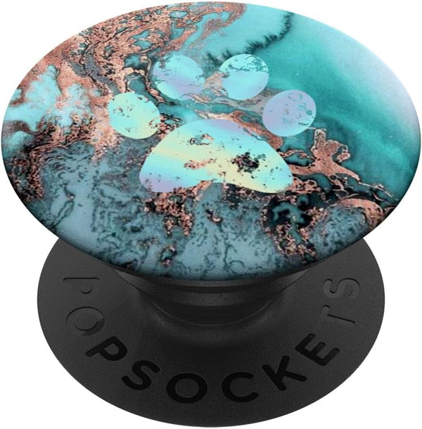 Rainbow Dog Paw Print Teal Rose Watercolor PopSockets Standard Grip