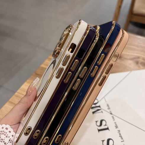 OOK Magnetic Case for iPhone 15 Pro Max - Soft TPU, Shockproof, MagSafe Compatible, Full Camera Lens Protector, Gold