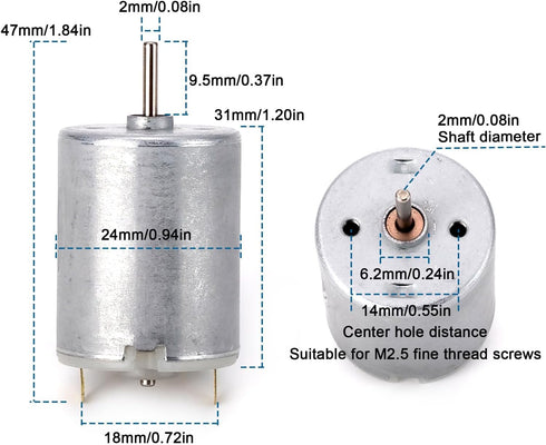 JDYYICZ 3V-12V 280 42 24 mm (Pack 1) Dc Motor Micro Motor x for RC Boat Model Toys DIY
