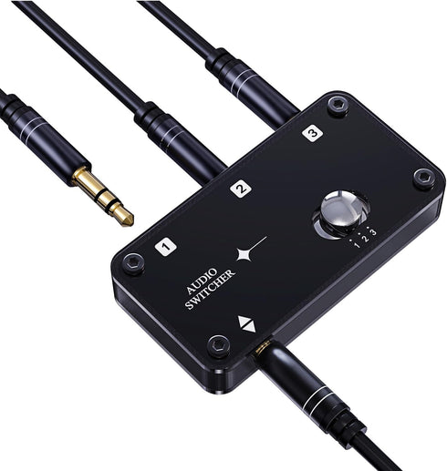 cooidea 3.5mm Stereo Audio Switcher Support 1 in 3 Out or 3 in