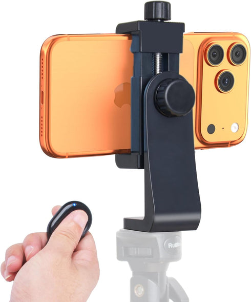 Ruittos Phone Tripod Mount Adapter with Camera Remote Controller, Cell Phone Holder Clip with Adjustable Clamp