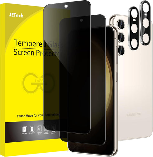 JETech 2-Pack Privacy Screen Protector for Samsung Galaxy S23 5G 6.1" with Camera Lens Protector, Anti-Spy Glass.