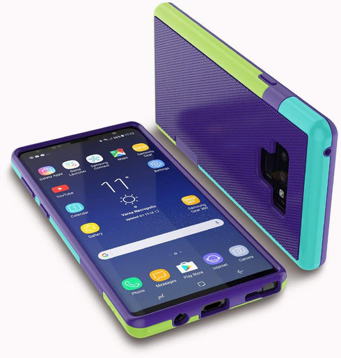 Jeylly Galaxy Note 9 Case - Shock-Absorption Rugged Soft TPU Hard PC Armor Protective Cover in Purple