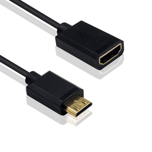 Duttek Mini HDMI to HDMI Cable, HDMI to Mini HDMI Coiled Cable, Mini HDMI Male to HDMI Female Adapter Cable Support 1080P Full HD, 3D, for Camera, Camcorder, Laptop, Projector, etc 1.8M/6 Feet