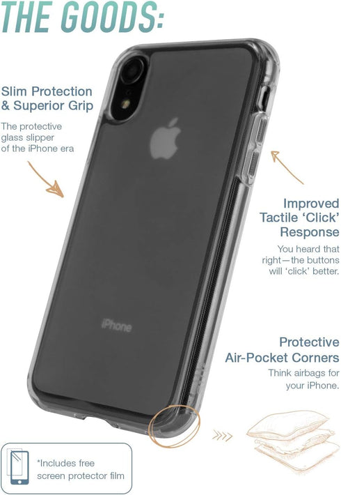 Smartish iPhone XR Clear Case - Nudist Frosted Clear - Slim Protective Shock Resistant Cover (Silk) - Nothin' to Hide