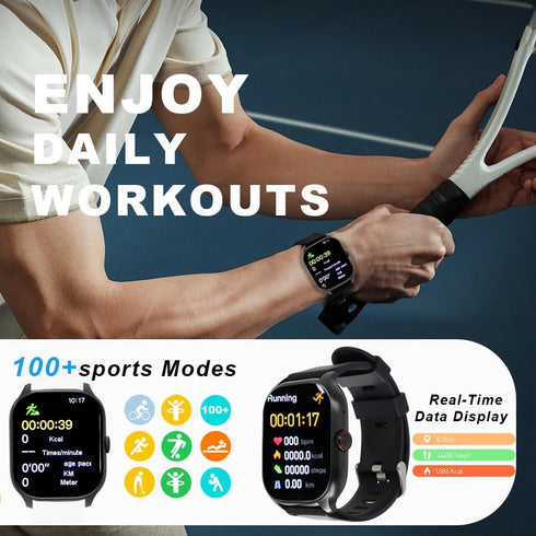 Smart Watch (Answer/Make Calls), 2024 Newest 2.01" Fitness Tracker, Heart Rate/Sleep Monitor, Waterproof Women's Men's