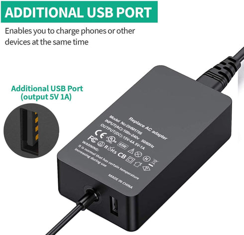 Surface Laptop Charger, Power Supply 65W 15V 4A Magnetic Replacement AC Adapter for Microsoft Surface Pro