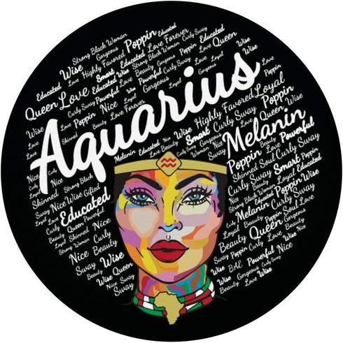 Aquarius Black Queen Birthday Afro Hair Women - Black Girl PopSockets Swappable PopGrip
