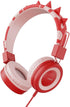 SIMJAR Kids Headphones - Dinosaur Design, Over-Ear, Foldable, Wired, Volume Limiter 85/94dB, Microphone, Red. Perfect