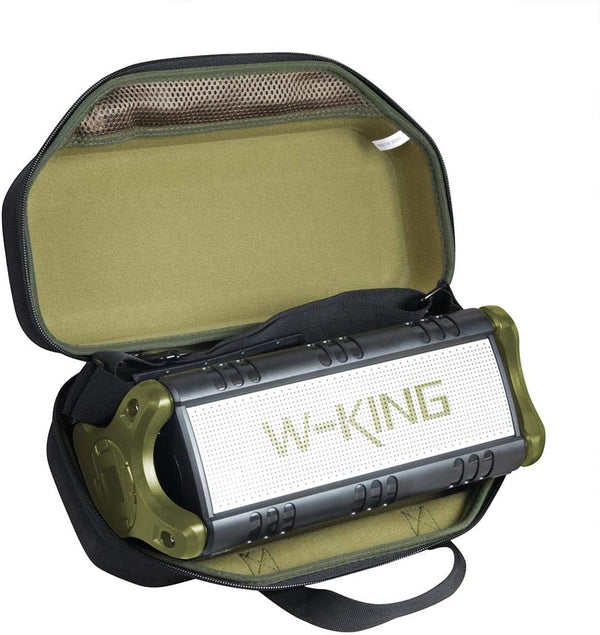 Hermitshell Hard Travel Case for W-King 50W Wireless Bluetooth Speakers (Black+Green)