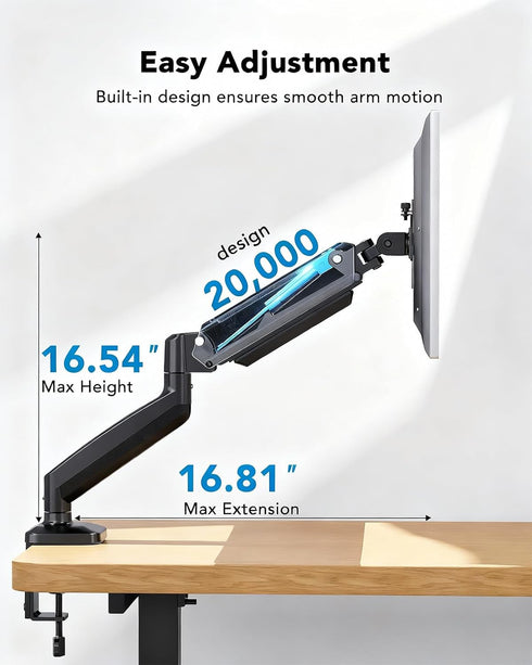 HUANUO 1334 Inch 22lbs, Grommet 75x75mm 100x100mm Single Monitor Mount, Adjustable Monitor Arm for Screen Up to C-Clamp