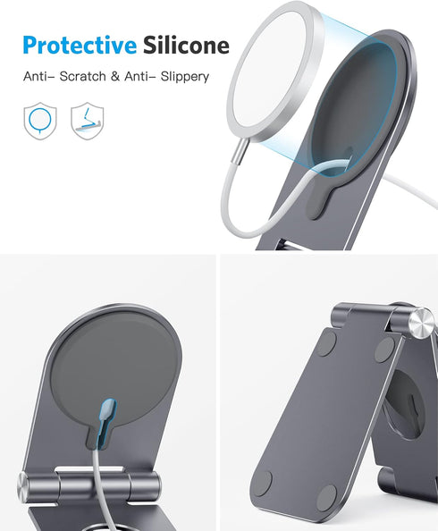 OMOTON Stand for MagSafe Charger, Foldable Phone Holder for MagSafe Accessories, Compatible with iPhone 12-16