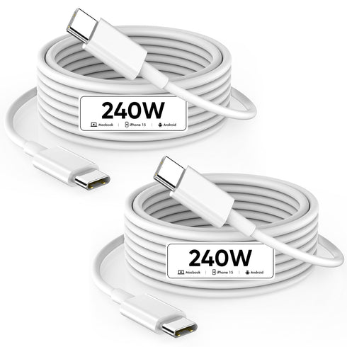 USB C to USB C, 240W USB C Cable, 6.6ft Fast Charging for Macbook Pro/Macbook Air, iPad Pro 12.9-inch, iPhone 15/Pro