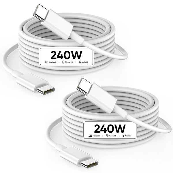 USB C to USB C, 240W USB C Cable, 6.6ft Fast Charging for Macbook Pro/Macbook Air, iPad Pro 12.9-inch, iPhone 15/Pro