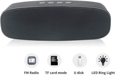 Wireless Bluetooth Speaker with AUX/USB/TF Card Slot,Outdoor Portable Stereo Speaker with HD Audio,Enhanced Bass, Dual-Driver,Handsfree Calling, FM Radio Speaker for Travel,Party (Black-1)