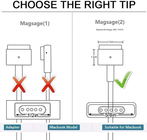 Mac Book Air Charger, 45W AC Magnetic T-Tip Power Adapter Compatible with 11-inch/13-inch MacBook Air (2012-2017)