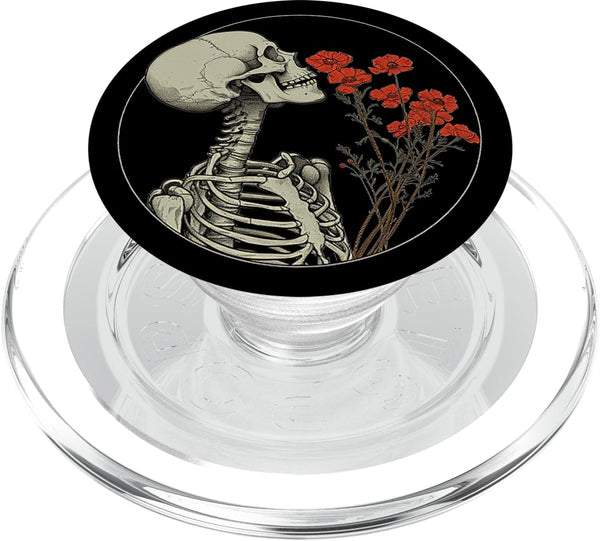 PopSockets PopGrip for MagSafe - Skull Floral Gothic Flowers Bouquet Dark Wildflowers Art
