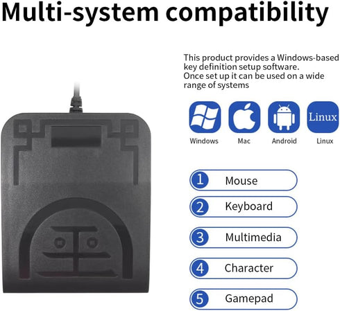 Upgraded USB Single Foot Pedal One Key Program Computer Keyboard with Five Custom Functions and Photoelectric Switch