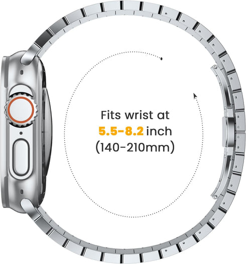 NotoCity Titanium Metal Band for Apple Watch Ultra 2/Ultra 49mm 45mm 44mm 42mm - Double Button Clasp