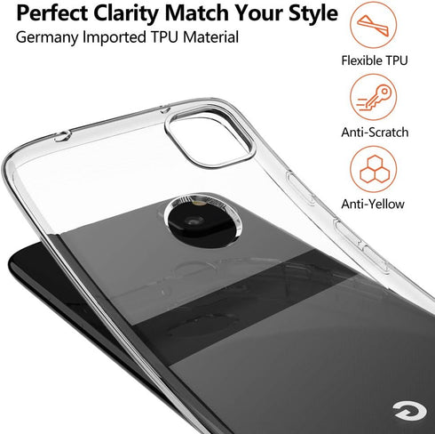 SNOSHO Slim Thin Soft Skin Silicone Case for Google Pixel 4a, Anti-Scratch Shockproof Cover, Crystal Clear