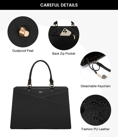 LOVEVOOK 17.3 Inch Laptop Tote Bag for Women, Leather Business Office Work Bag Computer Briefcase with Small Clutch fit