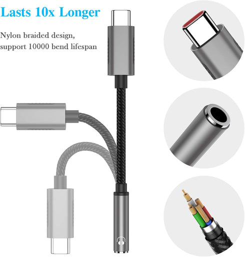 USB C Headphone Adapter for Samsung A53 A54 S23 Ultra S22 S21 S20 FE, Type C to 3.5mm Dongle Audio Adapter
