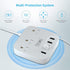 European Travel Plug Adapter, FOVAL EU UK US Power Strip with USB C, 4 USB Ports, 3 AC Outlets