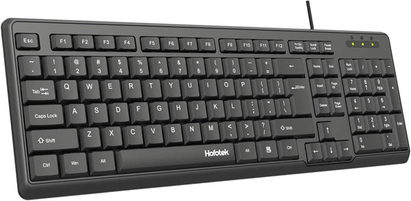 Hofotek Wired Computer Keyboard, Full Size USB Quiet Keyboard with Number Pad,Slim Compact