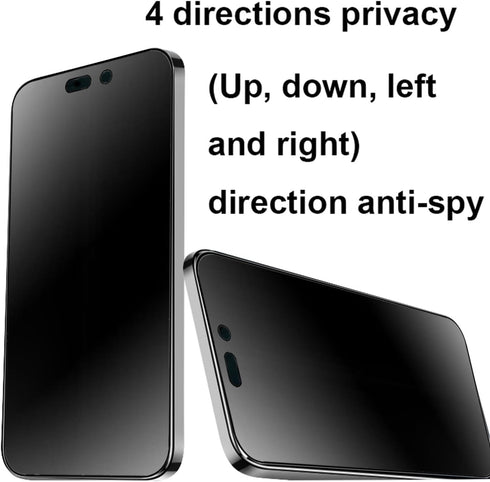 2 Pack Anti-Spy 360° Matte Tempered Glass Screen Protector for iPhone 14 Pro 6.1" - Anti-glare, 4-Sides Privacy Film.