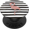 Pink Flamingo on White Black Stripe Pattern PopSockets PopGrip: Swappable Grip for Phones & Tablets