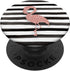 Pink Flamingo on White Black Stripe Pattern PopSockets PopGrip: Swappable Grip for Phones & Tablets