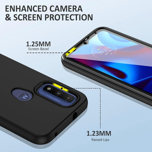 PUJUE Silicone Matte Phone Case for Motorola Moto-G Pure: G Play 2023 | G Power 2022, 360 Full Protection, Black