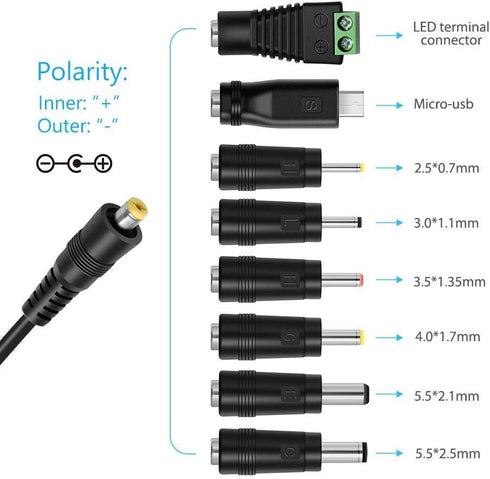 Belker 36W Universal 3V 4.5V 5V 6V 7.5V 9V 12V AC DC Adapter Power Supply for LCD LED Light Strip Router HUB Speaker Smart Phone TV Box 1A 1.5A 2A 2.5A 3A 3000mA Amp Max.
