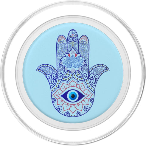 Hamsa Hand Blue Evil Eye Yoga Spiritual Symbol Ornament PopSockets MagSafe PopGrip for iPhone
