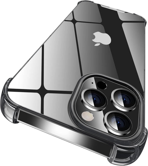 ORIbox iPhone 12 Pro Max Case, Black Crystal Design, Heavy Duty Protection, Clear Camera Protector for All