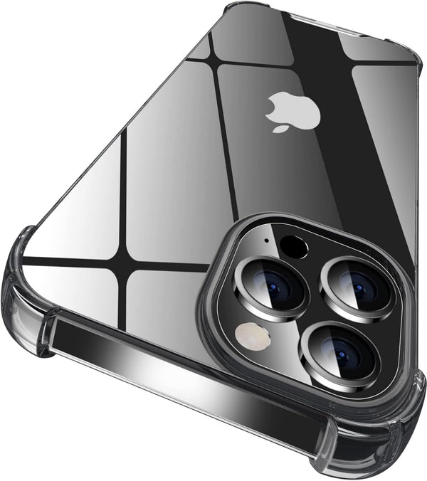 ORIbox iPhone 12 Pro Max Case, Black Crystal Design, Heavy Duty Protection, Clear Camera Protector for All