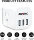 Rayovac Three Sided Surge Protector Cube with 3 Outlets & USB Ports (Smart 3A Total) ETL Certified Adapter for Home, School, or Office